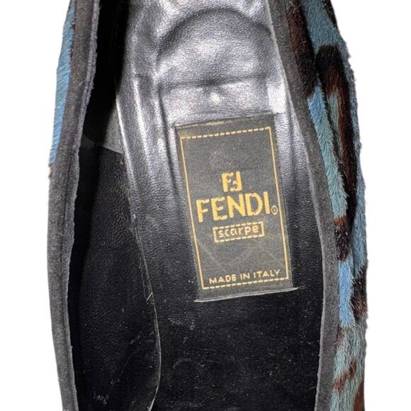 Rare Vintage Fendi Blue Leopard Calf Hair Heels Pumps Size 36 Italy - Picture 5 of 14